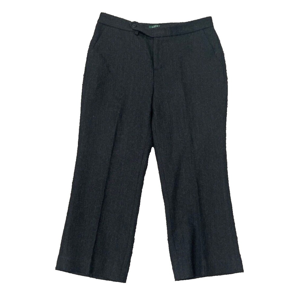 Lauren Ralph Lauren Wool Pants Womens 8 Petite Gray Pleated Trousers Heritage
